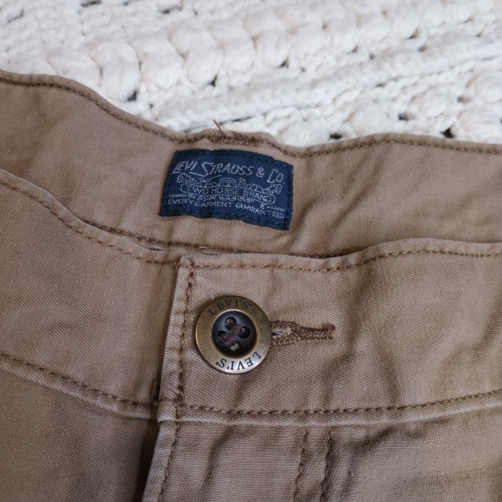 Levi Strauss Mens 40 White Tab Cargo Shorts Khaki Snap 3D Pockets Outdoor Heavy - Picture 4 of 16